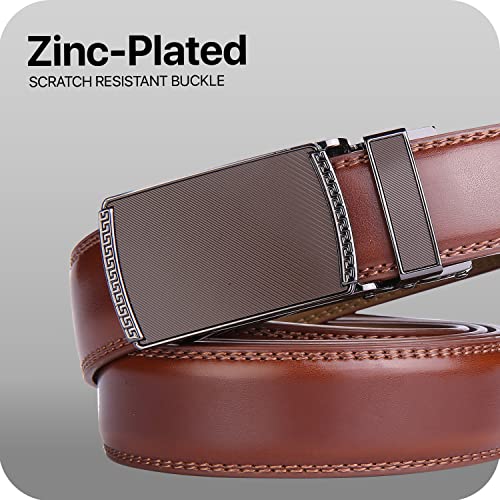Image of Marino Avenue Ratchet Belt for Men. Adjustable Leather Dress Belt with 38 Easy to Click Into Place Ratchet Closures.