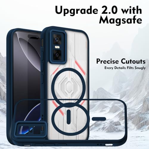 Image of V-TAN Back Cover for Infinix GT 30 Pro 5G | TPU | Transparent Crystal Clear Magnetic Case Compatible with Infinix GT 30 Pro | Slim Fit, Camera Protective Shockproof Mobile Cover Design (Blue)