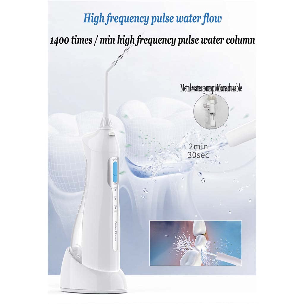 Irrigatore orale dentale Flosser dell'acqua, 6 punte a getto | Ricarica induttiva portatile 100-240 V | Raccoglitore elettrico per acqua 120 sec Pick dentale per famiglia |volume 150 ml - 1400 mAh