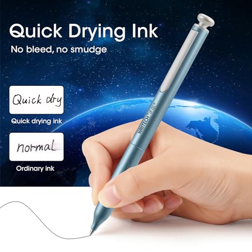 Image of WRITECH Gel Pens Fine Point: Premium Metal Barrel Retractable 0.7mm Black Ink Pen 2ct with 2 Refills No Smear & Bleed Quick Dry Smooth Writing Silent Click Luxury Up-Gel