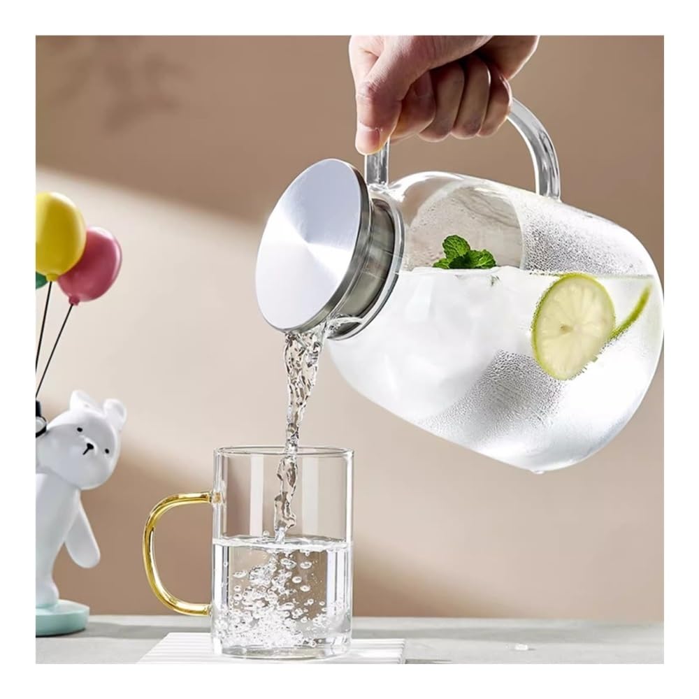 Teekanne, Glas-Kühlkessel mit großem Fassungsvermögen – Hochtemperaturbeständiger Krug for kaltes Wasser und Saft