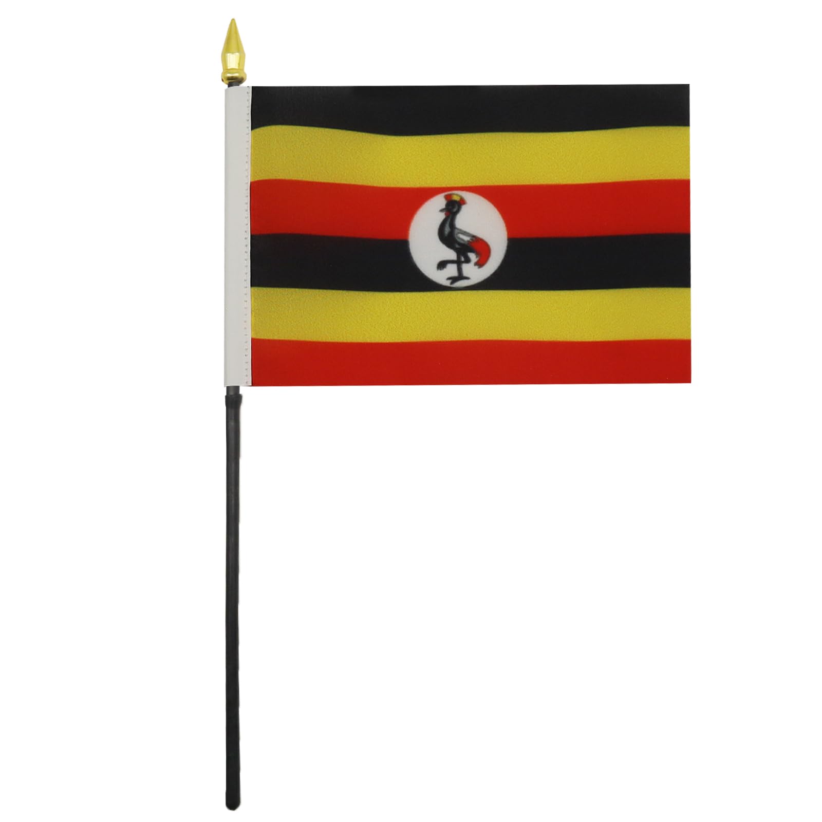 AZ FLAG - Uganda Table Flag 4'' x 6'' - Ugandan Mini Desk Flag 100% Polyester 15 x 10 cm with 10'' Pole - Golden Spear