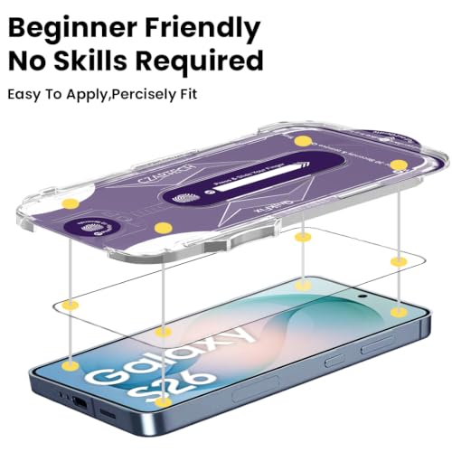 Image of Czartech Quik-Fix Tempered Glass Screen Protector for Samsung Galaxy S26 | Edge to Edge 9H Screen Guard with Self Application Tool | Bubble Free | Scratch Guard | Fingerprint Supported