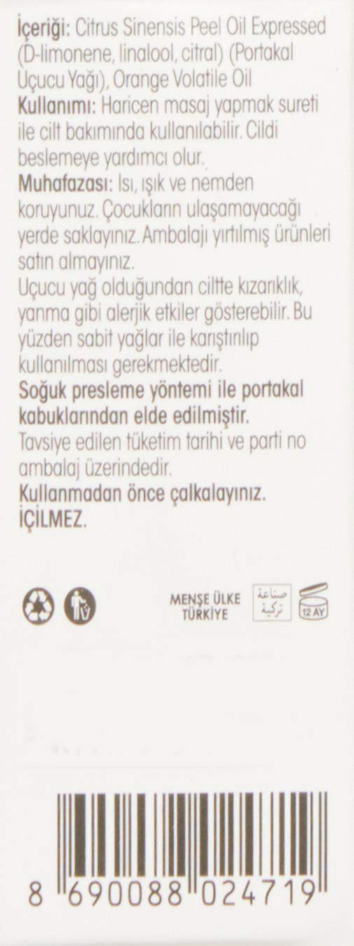 Shiffa Home Portakal Yağı 5 Ml | Oleum Citrus Sinensis Saf Uçucu Yağ | C Vitamini, P, B, E Vitaminleri ve Mineral Zengini | Doğal Cilt Bakımı, Nemlendirici ve Besleyici