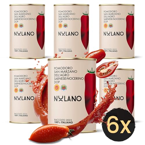 DELICRET - 6x 400g NOLANO San Marzano Tomaten DOP | ganz & geschält | Pizzatomaten & + NEAPOLITANISCHE PIZZA REZEPTE (6x 400g)