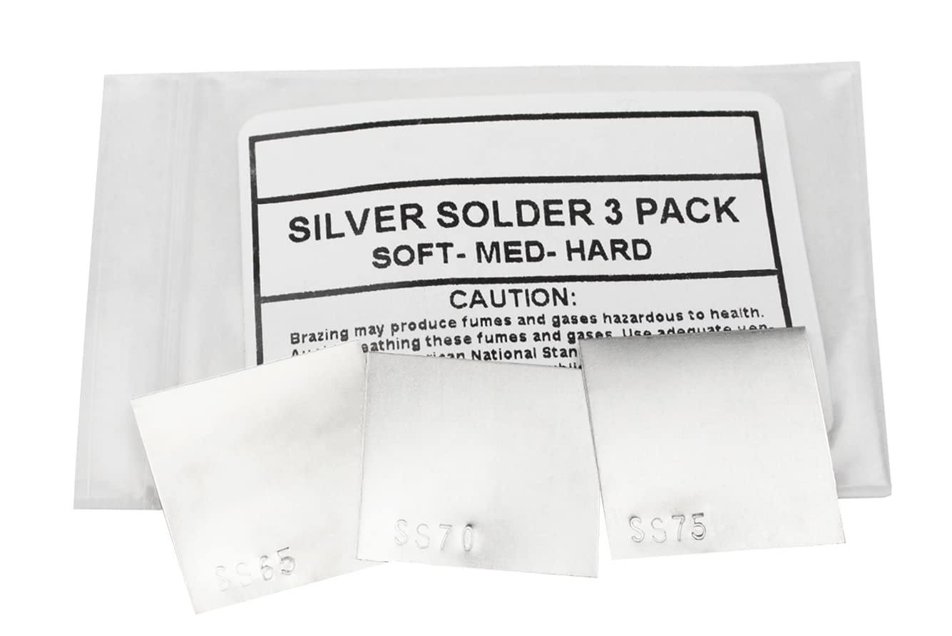 3 Piece Silver Solder Sheet - 1 DWT Each of Soft Medium Hard Jewelry Making SS65 SS70 & SS75 Soldering Sheet Set