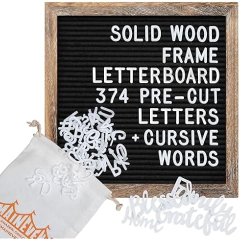 Felt Letter Board with Precut Letters Number Set 10x10 Inch, First Day School Board, Changeable Black Message Word Classroom Decor Baby Announcement Sign Wifi Password New Pregnancy Cover