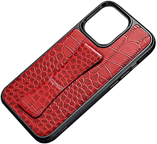 Housse arrière en cuir crocodile rouge pour iPhone 13 Mini 5,4 pouces avec bracelet