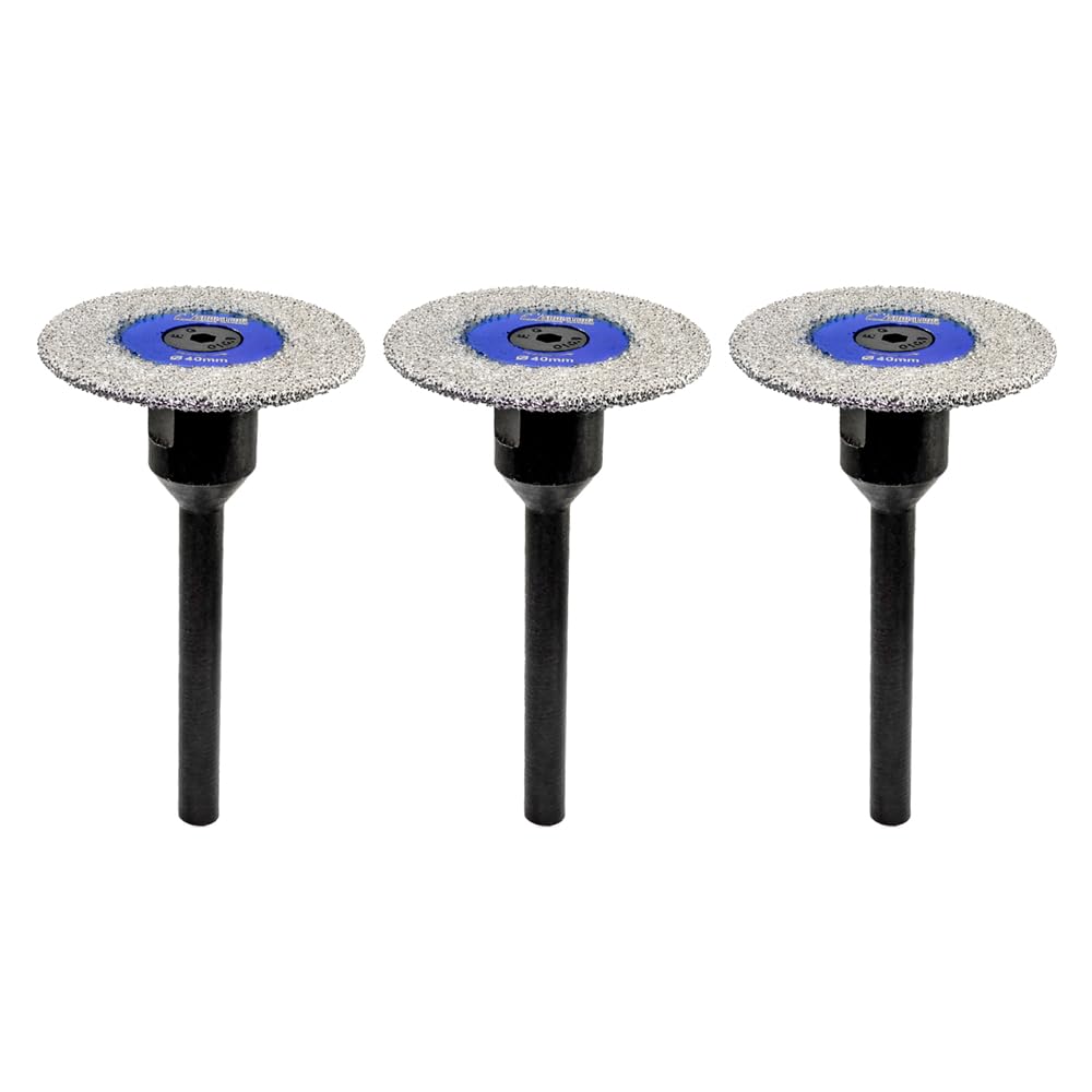 SHDIATOOL Stone Carving Disc with 3pcs 6mm Shank 40mm Diamond Saw Blades Cutting Grinding Disc for Marble Granite Artificial Stone 3pcs