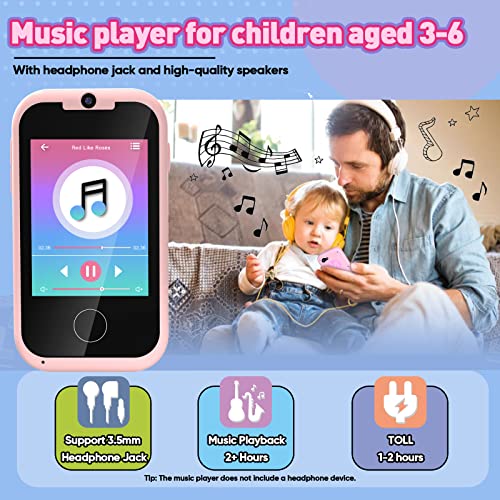Lizzbey Kids Phone Toddler Toys For Girls Age 3-6,Christmas Birthday Gifts For Girls Age 3-6,Portable Touchscreen Learning Toy For 3 4 5 6 Year Old Girl With Camera Sd Card-Pink #TOP3