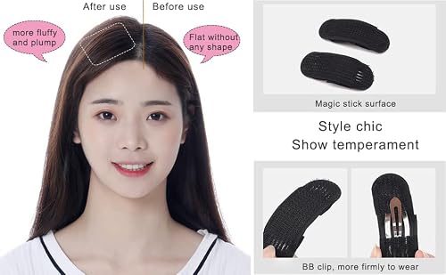 ericotry 10pcs Black Women Lady Girl Sponege Bump Up Hair Clip Volume Inserts Tool Bun Updo Hair Styling Barrettes Fluffy Hair Pad