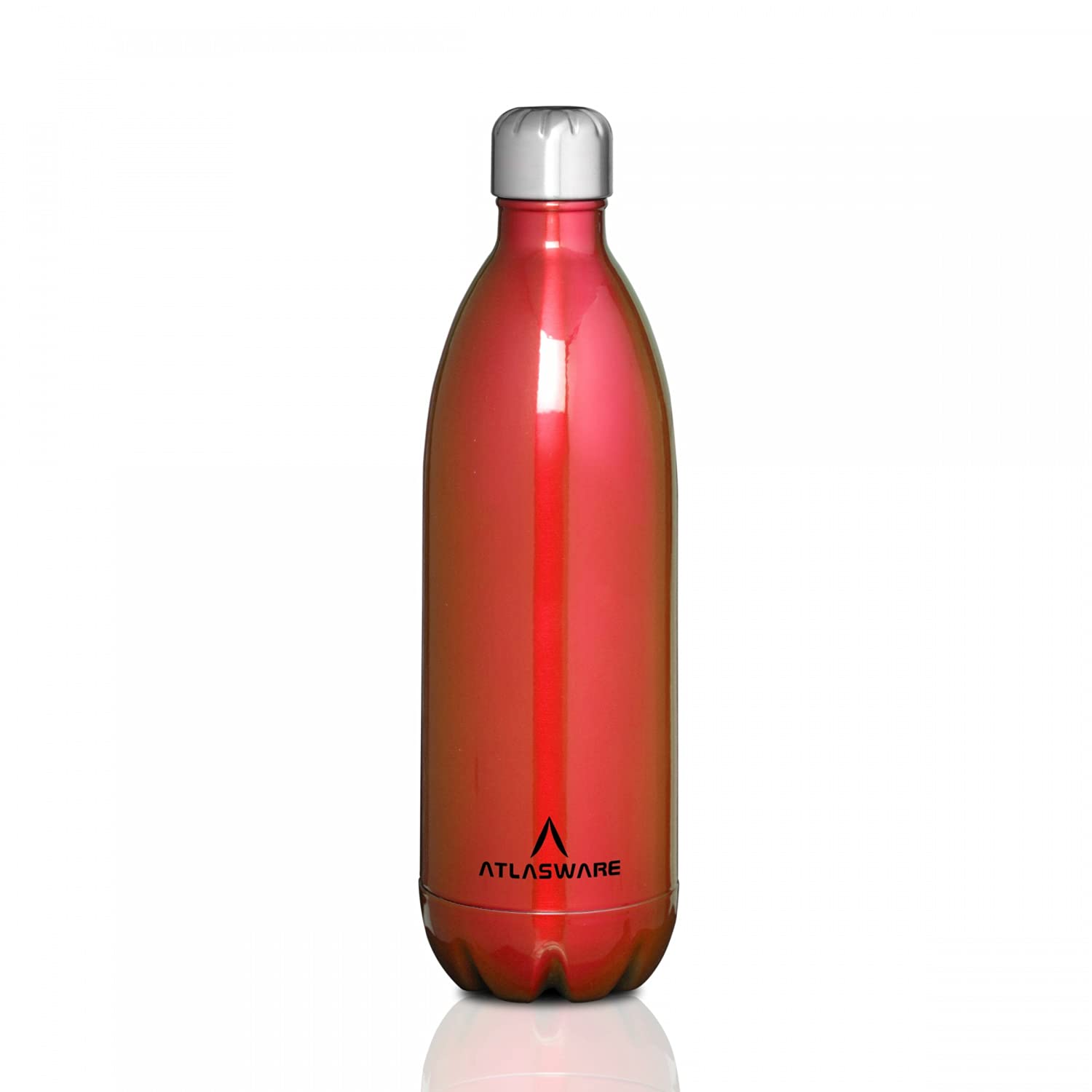 AtlaswareStainless Steel Vacuum Bottle, 1000 ml - Red