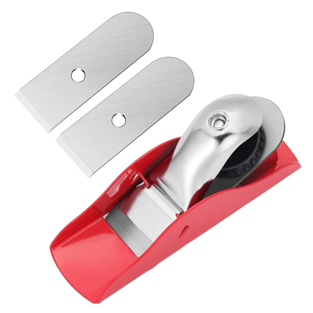 Cuchillo de carpintero， Mini cepillo de mano con 2 hojas de repuesto, cepillo de bloque ajustable for carpintería