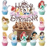Hangsky 29 Stück Prinzessin Tortendeko Mädchen, Prinzessinnen Kuchen Deko Kindergeburtstag, Cake Topper Set, Happ ...