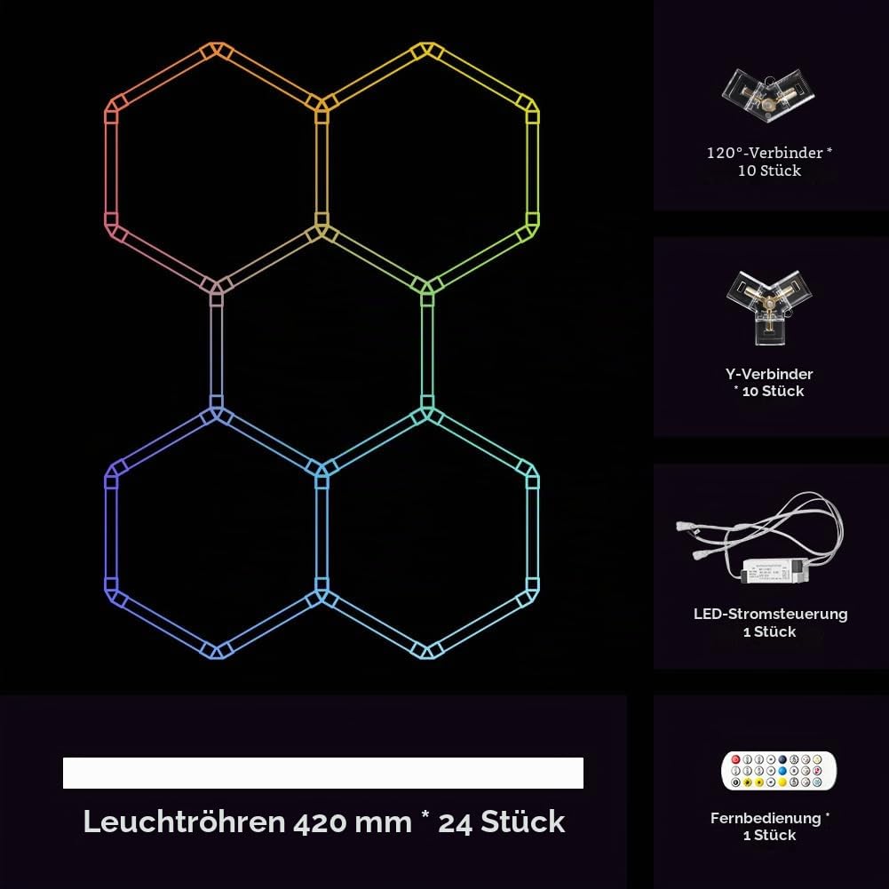 LED Deckenleuchte Dimmbar RGB Farbwechsel Deckenlampe mit Fernbedienung 216W Garagenlampe LED 5-Hex RGB LED Panel Deckenbeleuchtung für Garage, Werkstatt, Lager, Keller, Fitnessstudio