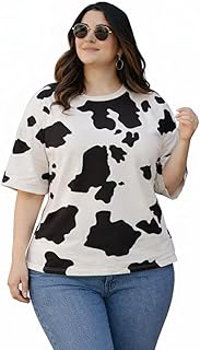 JUNEBERRY® Cotton Blend Tie & Dye Round Neck Half Sleeve Plus Size Printed T-Shirt for Women & Girls Price In India