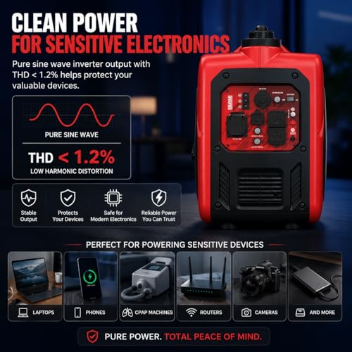 ERAYAK 4500W Portable Inverter Generator for Home Use, Super Quiet Small Generator for Camping Outdoor Emergency Power Backup, Gas Powered Engine, ECO Mode, EPA Compliant - Image 2