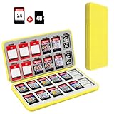 FYY Nintendo Switch Game Case Holder for Switch 2 Cartridge Case with 24 Game Card Slots & 48 Micro SD Card Slots, Hard Shell, Silicone Lining Yellow