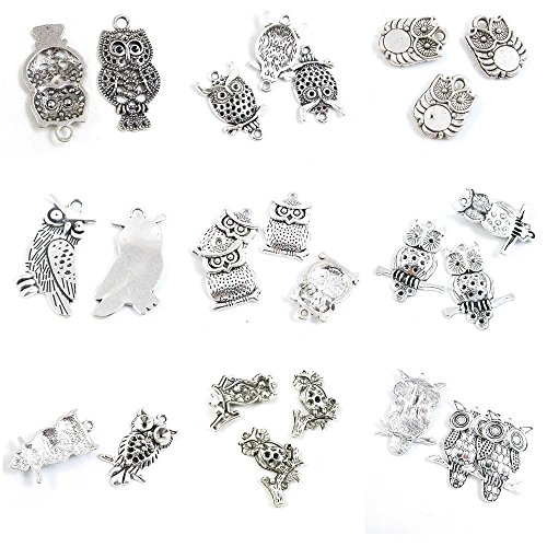 25 Pieces Antique Silver Tone Jewelry Making Charms Owl Connector