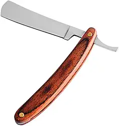 Navalha de barbear reta, navalha manual para tratamento de barba, navalha dobrável com lâmina reta, cabo de madeira, ferramenta de barbear profissional