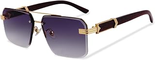 JOY COLOURS Retro Metal Double Bridges Square Women Luxury Sunglasses Fashion Rimless Gradient Ocean Film UV400 Men Sun Gl... Price In India