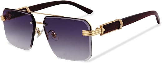 JOY COLOURS Retro Metal Double Bridges Square Women Luxury Sunglasses Fashion Rimless Gradient Ocean Film UV400 Men Sun Gl...