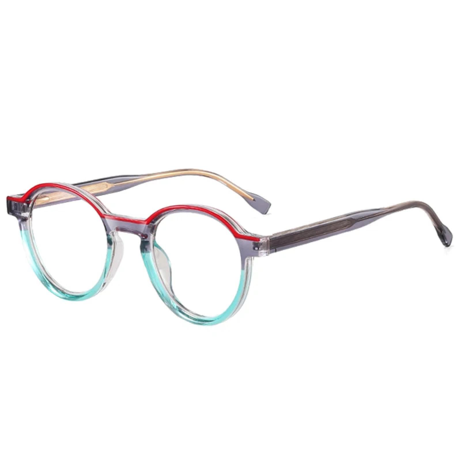 Gafas retro ovaladas de doble color para mujer y hombre con montura transparente