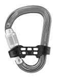 Attache BAR Pear-Shaped Locking Carabiner with unidirectional Positioning bar, Screw-Lock, Gray