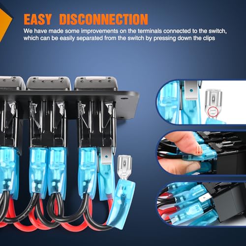 Image of Nilight 8 Gang Rocker Switch Panel w /Orange LED Light 5Pin ON Off Pre-Wired