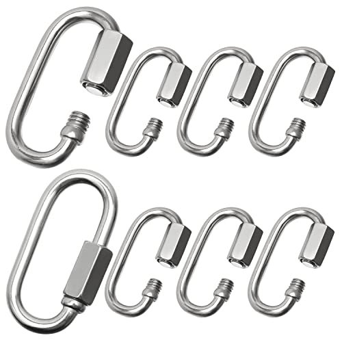 Lot de 8 mousquetons de verrouillage en acier inoxydable, connecteur de chaîne à maillons rapides très résistants, pour l'escalade, la pêche, la randonnée, les voyages