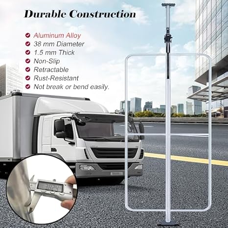 Adjustable Ratcheting Cargo Bar - Steel Telescopic Stabilizer for Truck Bed, Trailer & Pickup - 78.7-93.7 inch Cargo Guardrail for Containers & Household Vehicles