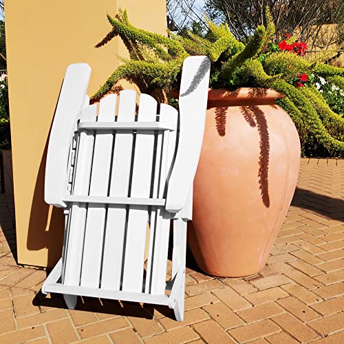 Polyteak Folding Adirondack Chair, Premium Weather Resistant Poly Lumber, Outdoor Patio Furniture, Up To 300 Lbs, Plastic Adirondack Chairs For Patio Garden Fire Pit, Classic Collection - White #TOP3