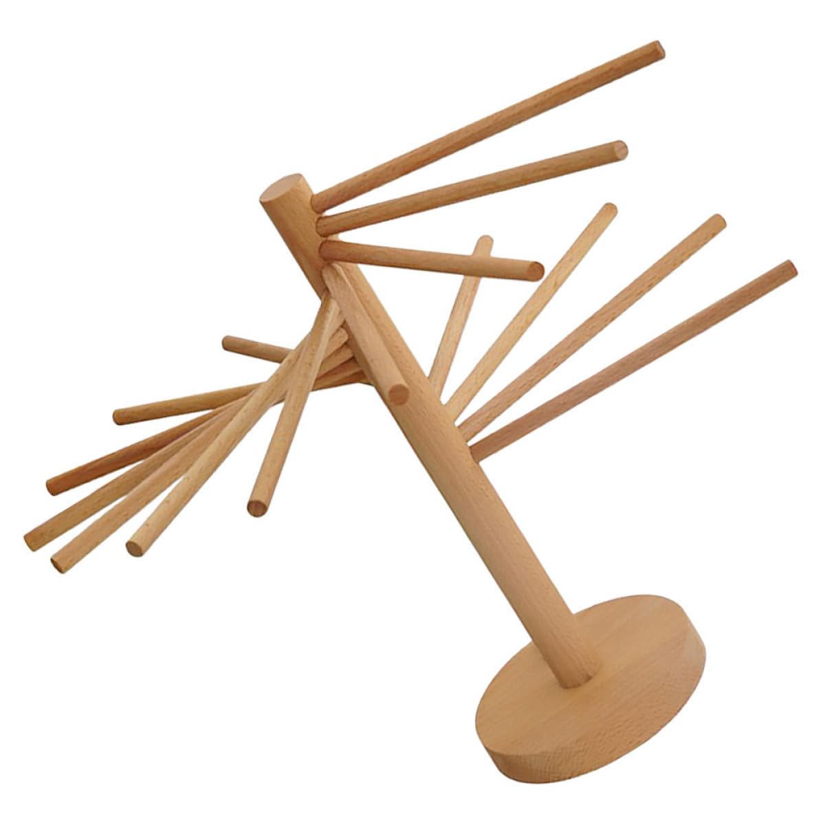 Uonlytech Support pour Séchoir à Pâtes en Bois Beige, Cintre à Nouilles Robuste et Polyvalent, Design Simple et Moderne Maison Restaurant