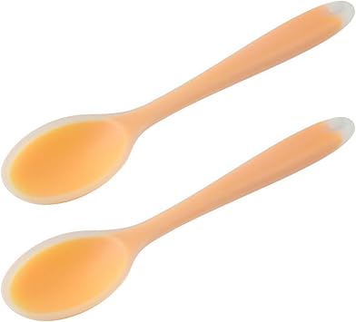 2 Pcs Silicone Dinner Spoon, Multi-purpose Surrounding Transparent Design Soft Texture Ergonomic Design for Mixing Soup Spoon Rice Porridge Spoon Serving Kitchen RestaurantYellow