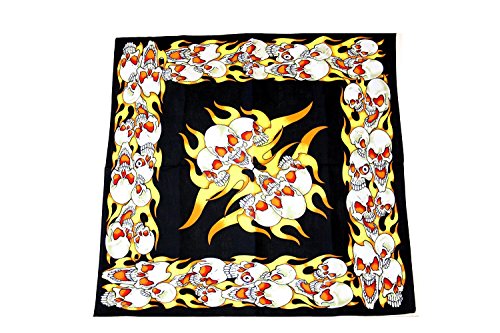 Zac's Alter Ego Flaming Skulls - Bandana, pañuelo, durag, muñequera, máscara facial Cover