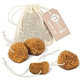 MTAVIE® hochwertiges Menstruationsschwamm-Set 3+1 Stück mit Rückholband - 100% natürlicher Softtampon mit schöner Verpackung und praktischer Baumwolltasche - nachhaltig, umweltbewusst, hygienisch