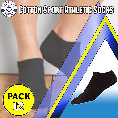 Yacht & Smith Mens Wholesale Bulk No Show Ankle Socks, Cotton Sport Athletic Socks - Size 10-132