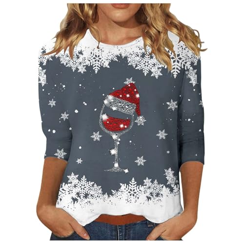 QJDFLL Weihnachts Klamotten Tunika Damen Langarm Weihnachtspullover...