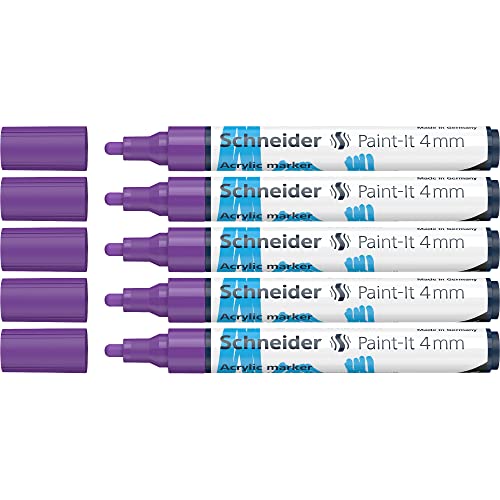 Crayons acryliques Schneider Paint-It violet pointe ogive pour bois et toile