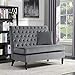 Belleze Modern Button Tufted Settee Bedroom Bench Loveseat Sofa Living Room Velvet, Gray