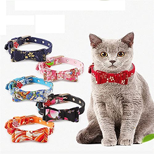 Royale Dog Cat Japanese-Style Bow Cat Collar PU Collar Bell Bow Pet Cat Tie Adjustable Neck 17-24cm Width- 1cm (Sky-Blue) (B09FTJ5868) Amazon Price History, Amazon Price Tracker