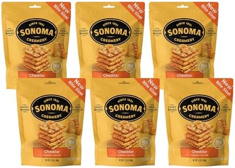 Sonoma Creamery - Cheese Crisps, Cheddar,Savory Snack | High Protein | Low Carb | Gluten Free | Keto-Friendly, 2.25 Oz (Pack of 6)