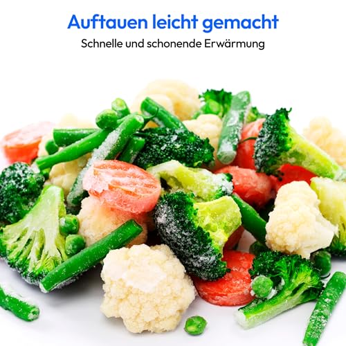 MEDION MD 14482 Mikrowelle mit Grill / 20L Garraum / 8 Automatikprogramme/Auftaufunktion / 800 Watt Mikrowellen- und 1000 Watt Grillleistung/Zeitschaltuhr/Grillrost/silber/schwarz – Bild 5