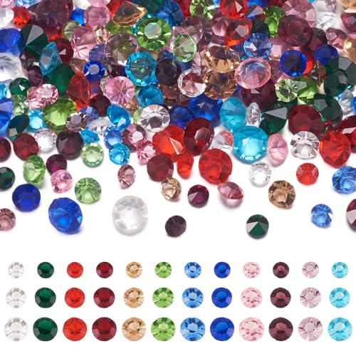 Cheriswelry 180pcs Glass Rhinestone Cabochons Mini Birthstone Gem Faceted Cabochon Pointed Back...