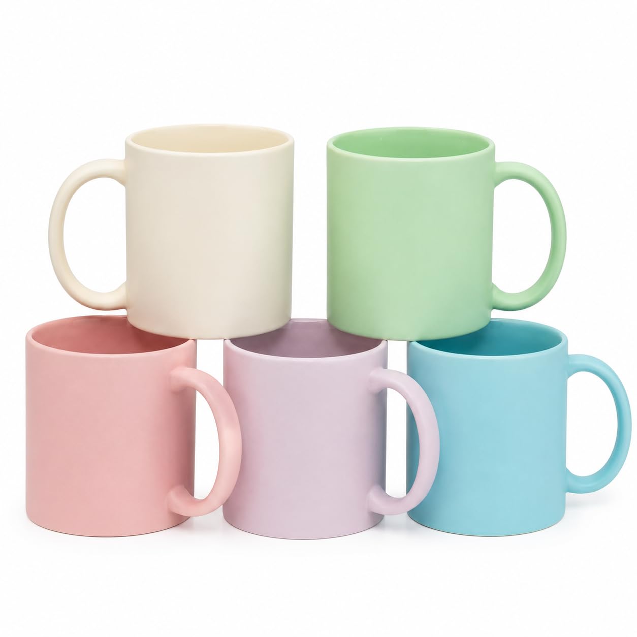 Pastell Tassen 330 ml – bunte Tassen, Kaffeetassen Set, Kaffeebecher Keramik matt mit Henkel, Cappuccino Tassen & Teetasse für Kaffee Tee, große Keramik Tasse für Büro Küche, 10er Set pro Farbe 2x