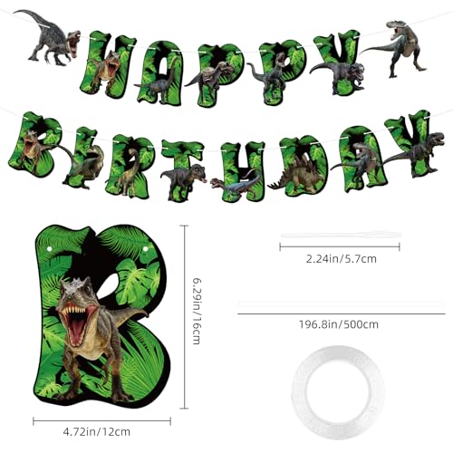 Image of Hooqict Dinosaur Birthday Party Banner Dinosaur Birthday Decorations Happy Birthday Banner Garland Sign for Kids Boys Girls 1st 2nd 3rd Baby Shower Dino Themed Party Decorations Supplies