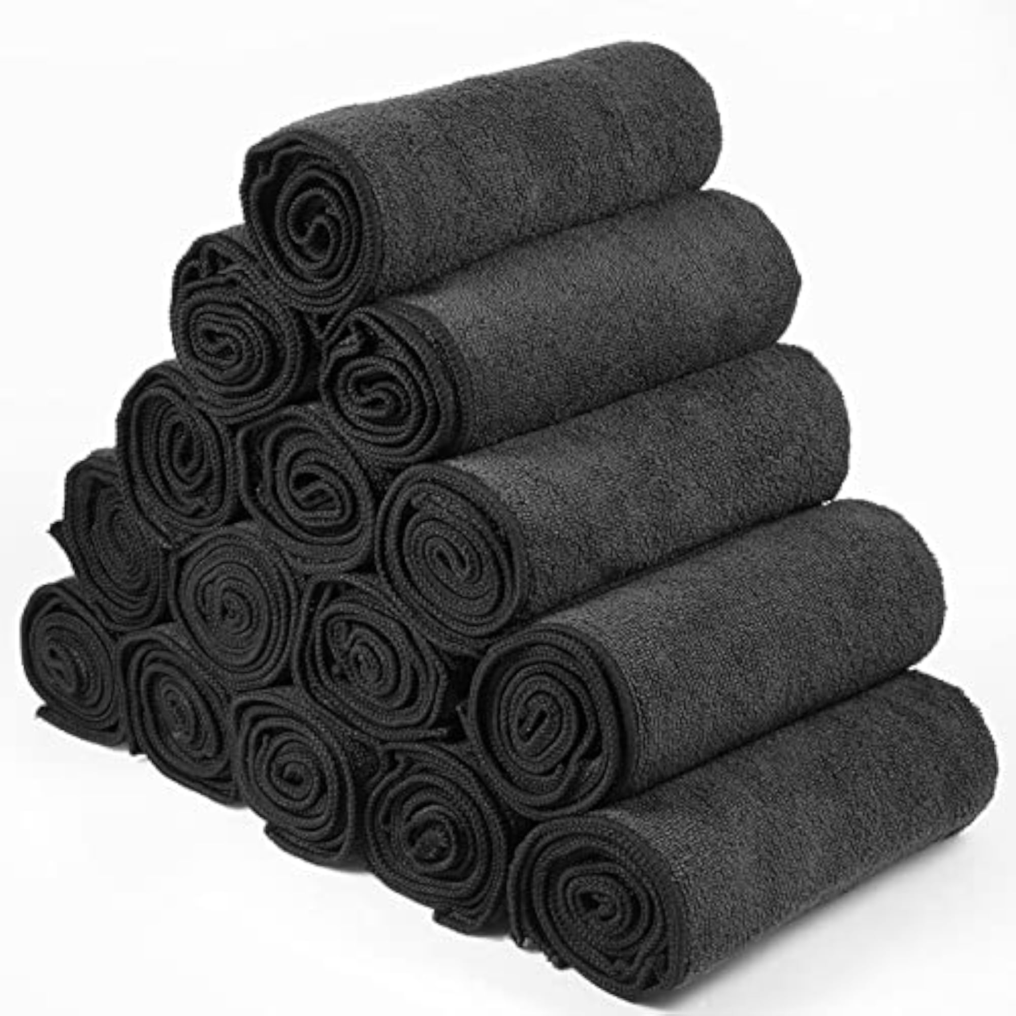26 Pack Black Microfiber Hair Drying Towels, Bleach Proof