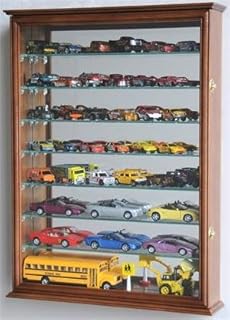 7 Adjustable Shelves Hot Wheels/Matchbox Diecast Cars 1/64 1/43 Model Display Case Cabinet, Walnut