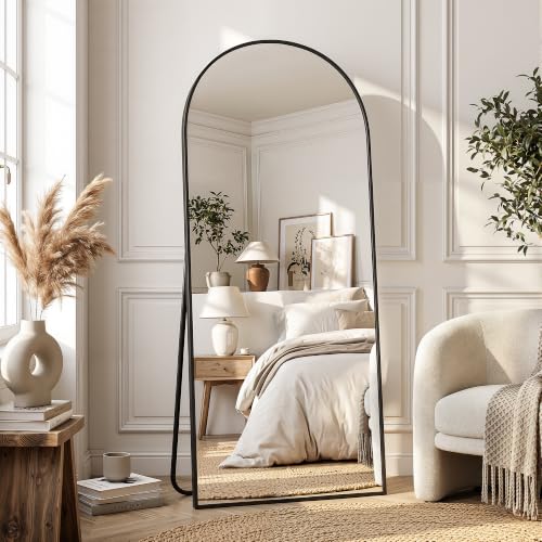 Image of Full Length Mirror, Arched Floor Mirror Freestanding, Floor Standing Full Body Mirror with Stand for Bedroom, Hanging Mounted for Living Room Cloakroom