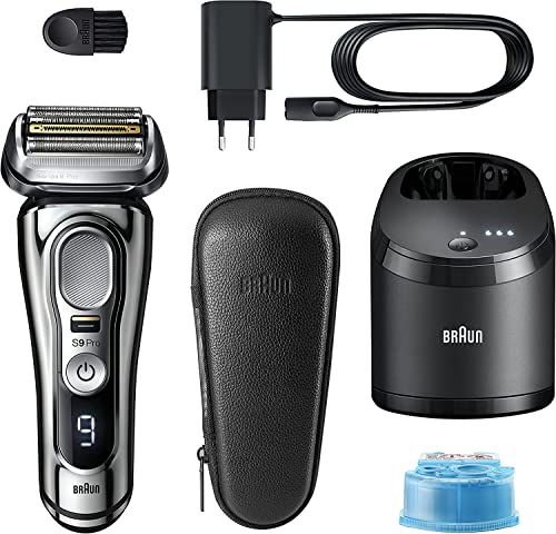 Foto von Braun Series 9 Pro Premium Rasierer Herren, Testsieger Stiftung Warentest, 4+1 Scherkopf, Elektrorasierer & Trimmer, Reinigungsstation, 60 Min Laufzeit, Vatertagsgeschenk, 9466cc, chrom